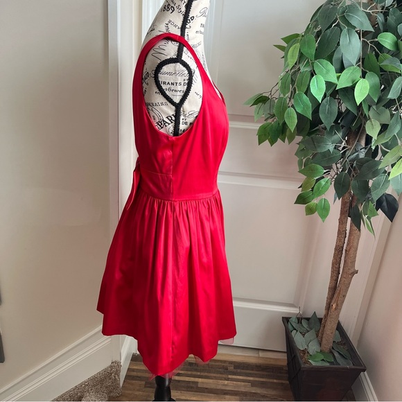 Forever 21 Bow Back Sleeveless Tulle Lined Satin Dress Red Sz M - Picture 6 of 16